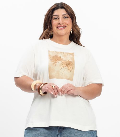 Blusa Manga Curta Feminina Plus Size Secret Glam Marrom