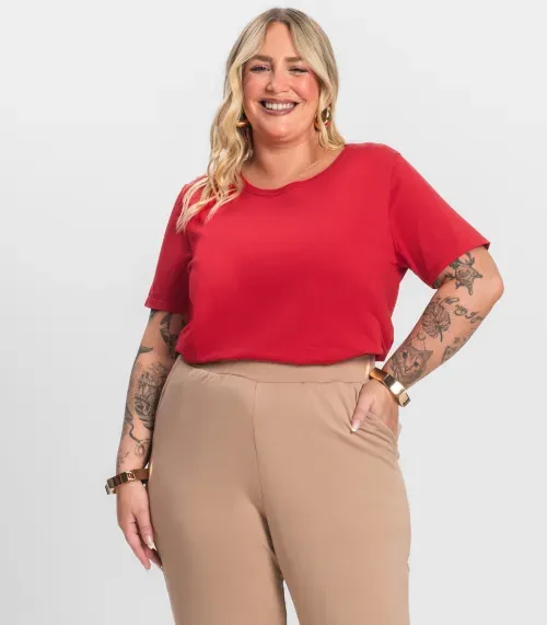 Blusa Básica Plus Size Secret Glam Vermelho