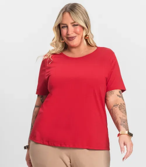 Blusa Básica Plus Size Secret Glam Vermelho