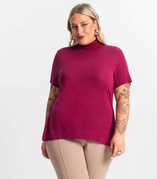 Blusa Gola Alta Feminina Plus Size Secret Glam Vermelho