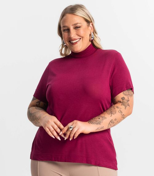 Blusa Gola Alta Feminina Plus Size Secret Glam Vermelho