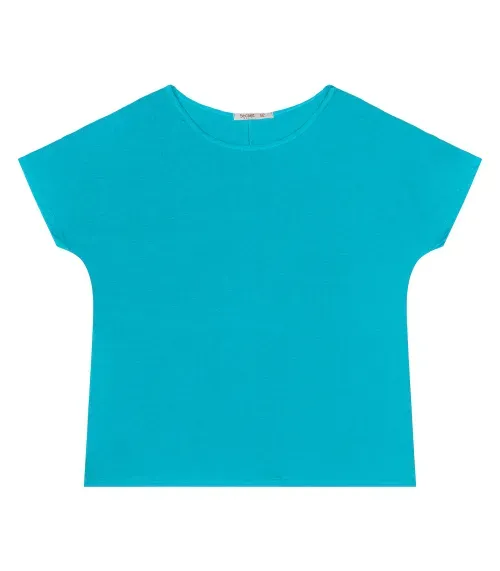 Blusa Manga Curta Feminina Plus Size Secret Glam Azul