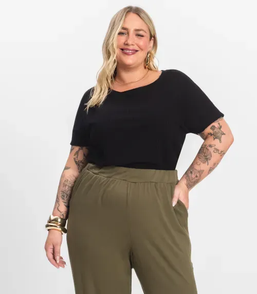 Blusa Feminina Plus Size Secret Glam Preto