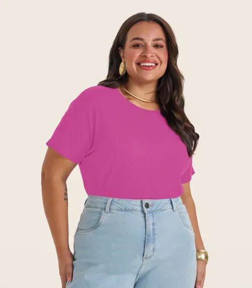 Blusa Feminina Plus Size Secret Glam Rosa