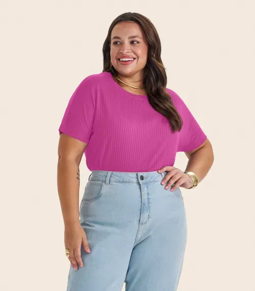 Blusa Feminina Plus Size Secret Glam Rosa