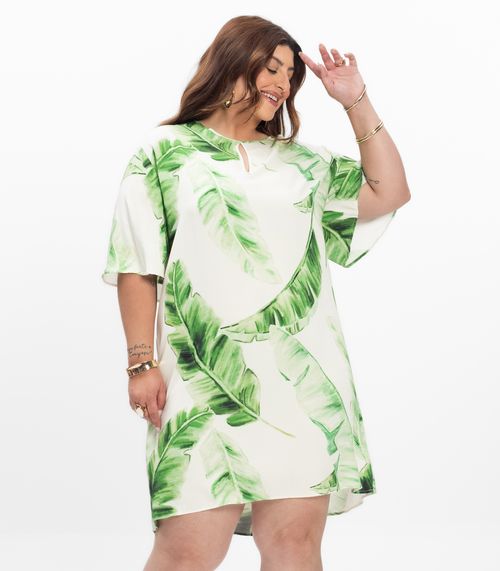 Vestido Feminino Plus Size Curto Secret Glam Bege