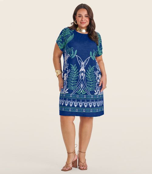 Vestido Curto Plus Size Secret Glam Azul
