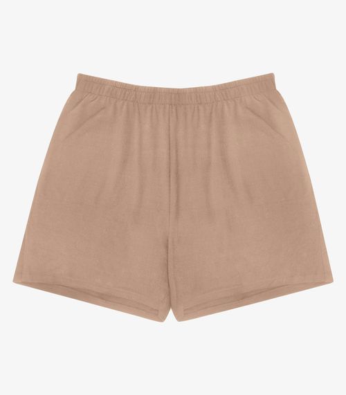 Shorts Feminino Plus Size Com Bolsos Secret Glam Marrom