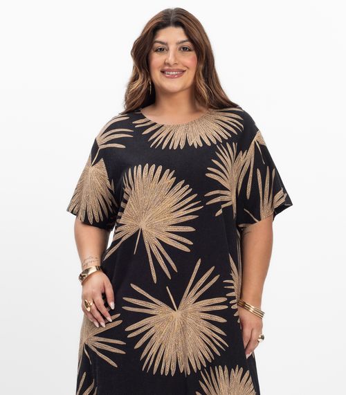 Vestido Super Midi Feminino Plus Size Secert Glam Preto