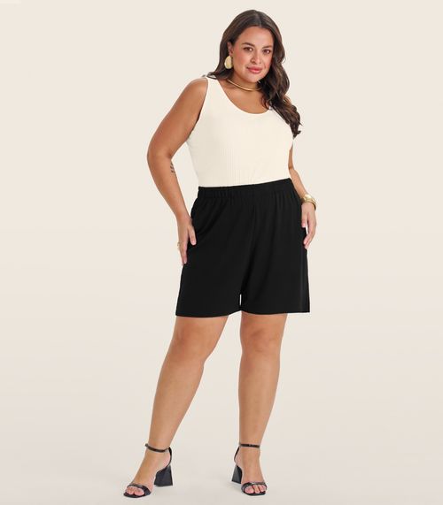 Regata Plus Size Em Ribana Canelada Secret Glam Bege