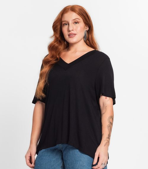 Blusa Feminina Plus Size Secret Glam Preto