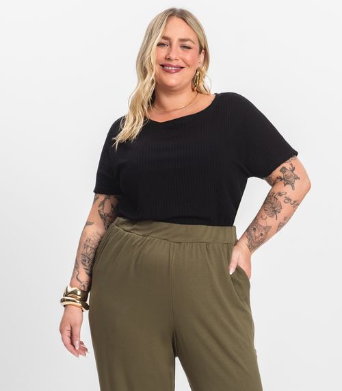 Blusa Feminina Plus Size Secret Glam Preto