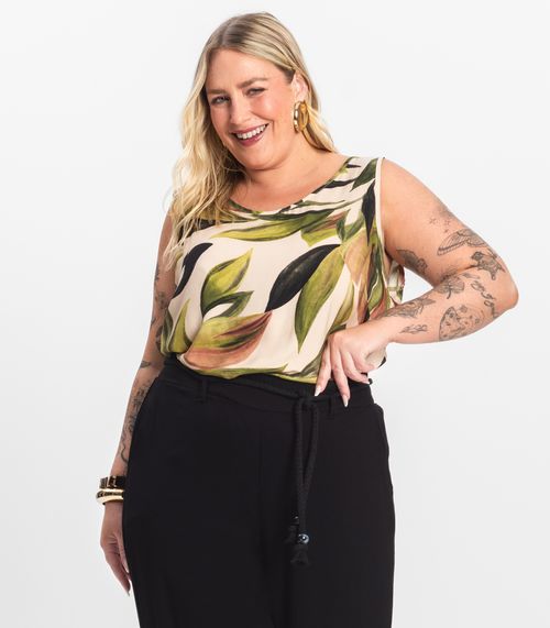 Regata Feminina Plus Size em Viscose Secret Glam Verde