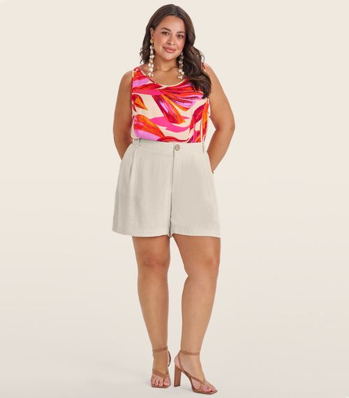 Regata Feminina Plus Size em Viscose Secret Glam Laranja