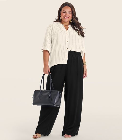 Calça Pantalona Plus Size Secret Glam Preto