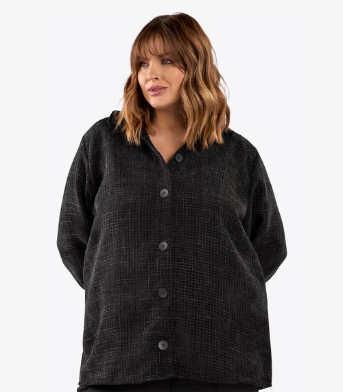 Casaco Feminino Tweed Plus Size Secret Glam Preto