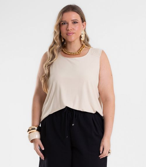 Regata Feminina Com Detalhe Na Alça Secret Glam Bege